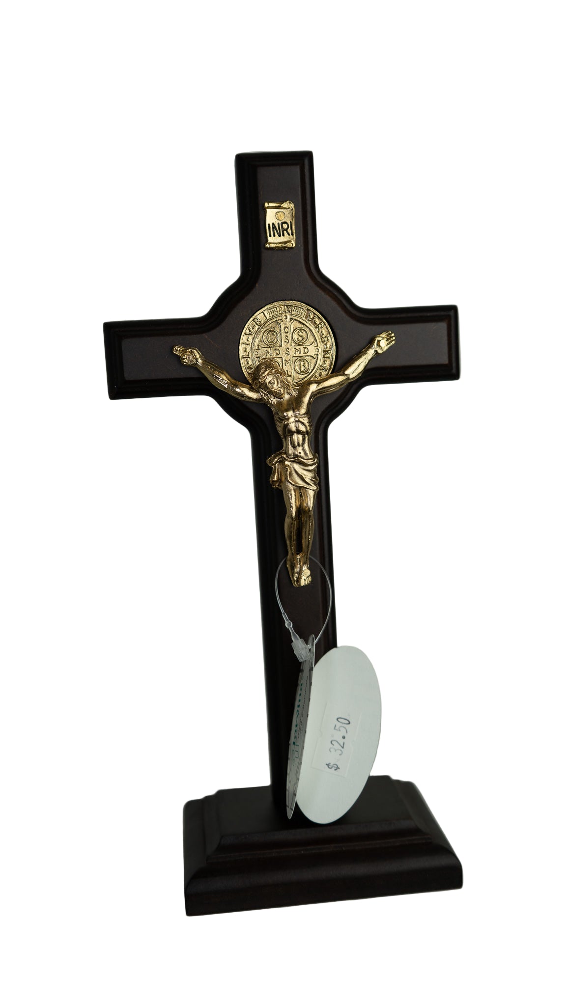 Crucifix with dark brown base