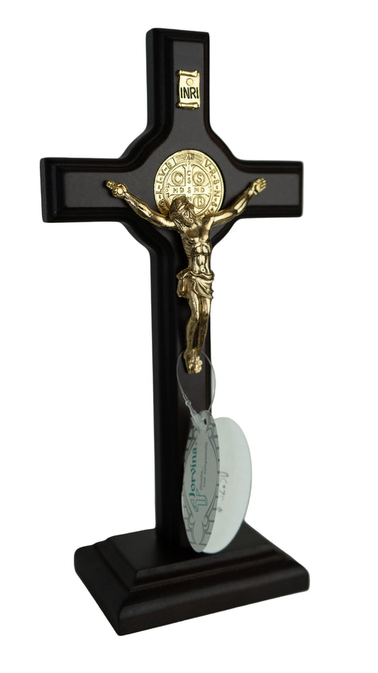 Crucifix with dark brown base