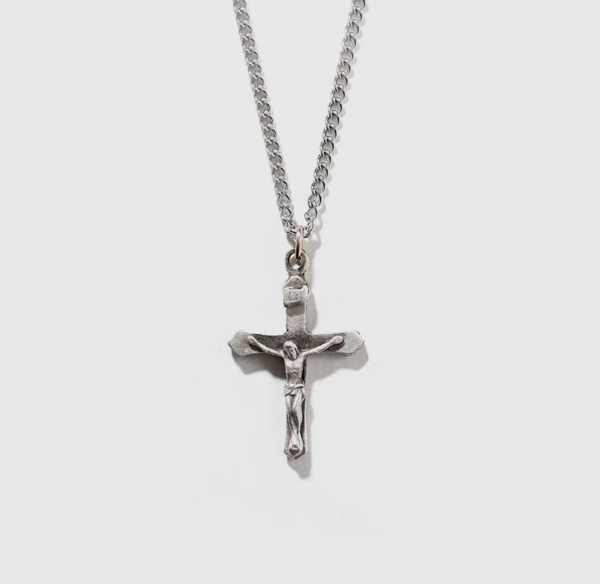 Small Necklace Pewter Flare Crucifix