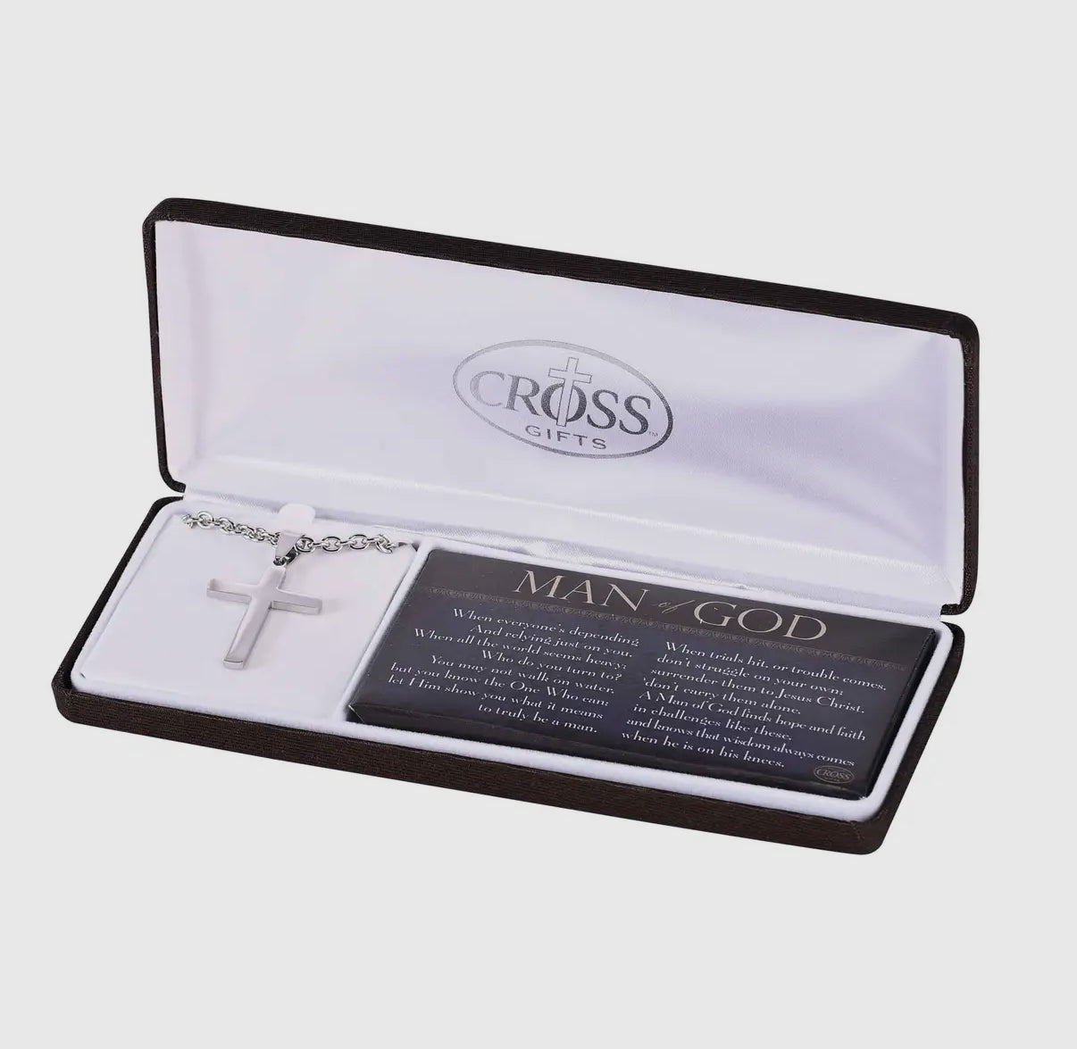 Man of God Necklace Box Cross Stainless Steel