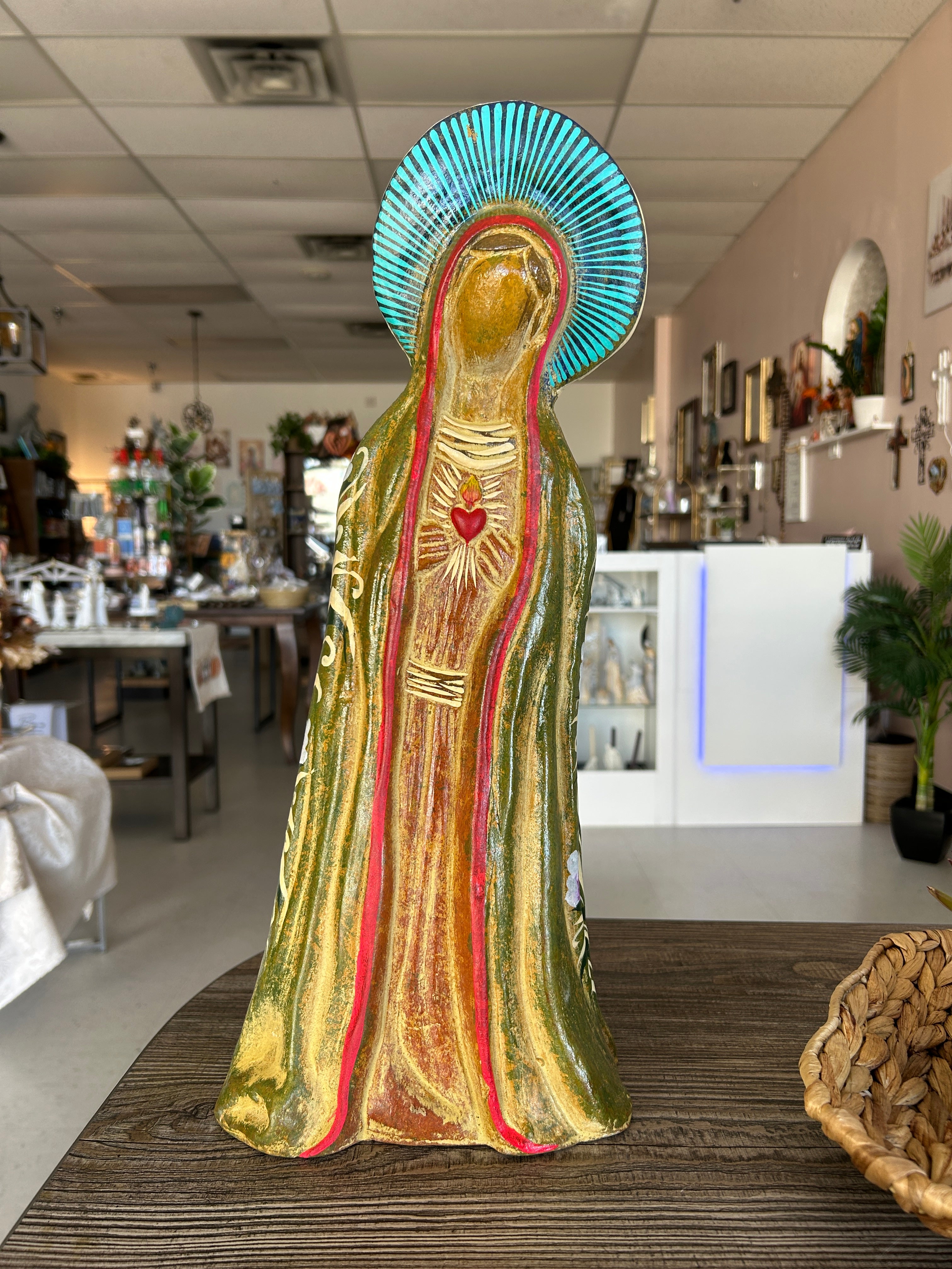 Virgin Mary Immaculate Heart Hand-Painted Artisan Statue 19”